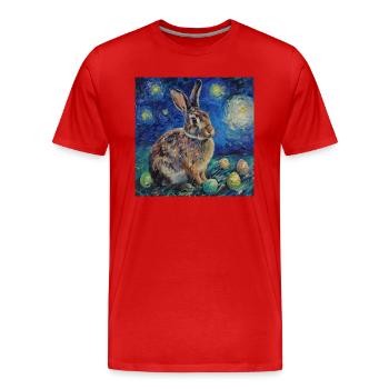 easter bunny, easter, bunny, happy easter, easter eggs - Men's Premium Organic T-Shirt - red - Front - Damien (186cm)