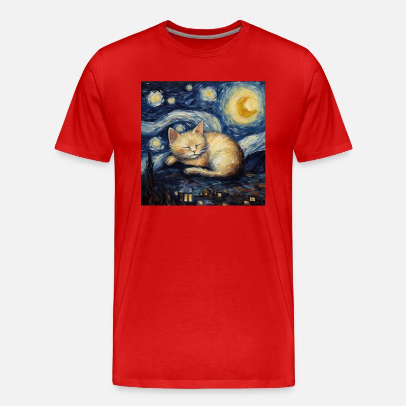 Katze, katzenmotiv, geschenk - Männer Premium Bio T-Shirt - Rot