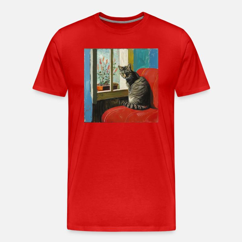 Katze, katzenmotiv, popart, geschenk, geschenkidee - Männer Premium Bio T-Shirt - Rot