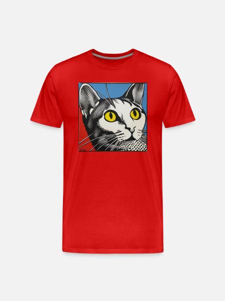 Cat, Cat Motif - Men's Premium Organic T-Shirt - red