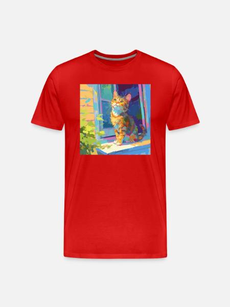 Chat, Motif De Chat - T-shirt bio Premium Homme - rouge