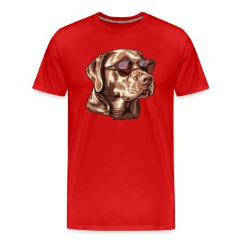 Chesapeake Bay Retriever, Dog, Sunglasses, Somm - Men's Premium Organic T-Shirt - red - Front - Damien (186cm)