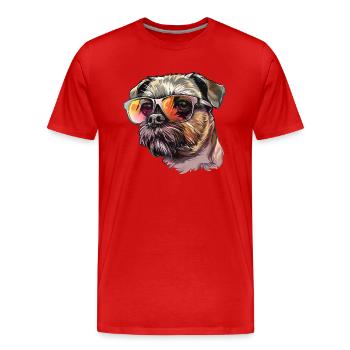 Griffons nains belges, Griffon de Bruxelles, Chien - T-shirt bio Premium Homme - rouge - Devant - Damien (186cm)