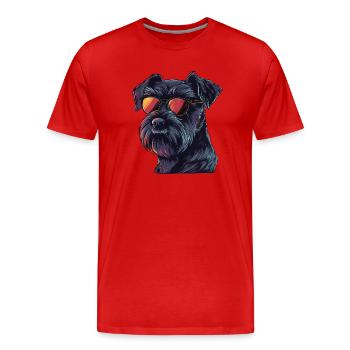 Schnauzer standard, Chien, Lunettes de soleil, Été - T-shirt bio Premium Homme - rouge - Devant - Damien (186cm)