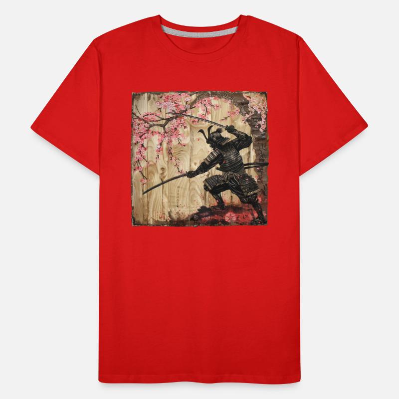 Japanisch, Samurai, Kirschblüte, Kunst, Ukiyo-E Männer Premium Bio T-Shirt