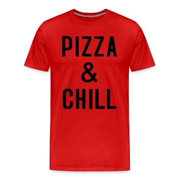 PIZZA & CHILL - T-shirt bio Premium Homme - rouge - Devant - Damien (186cm)