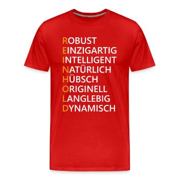 Reinhold Name Geschenk - Männer Premium Bio T-Shirt - Rot - Vorne - Damien (186cm)