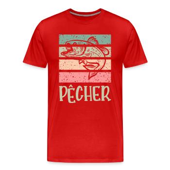 pêcher - T-shirt bio Premium Homme - rouge - Devant - Damien (186cm)