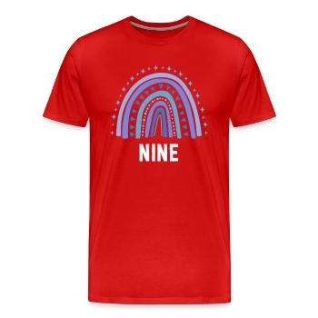 Blau Regenbogen Neun Jahre 9. Geburtstag - Männer Premium Bio T-Shirt - Rot - Vorne - Damien (186cm)