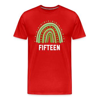 Green Rainbow Fifteen Years 15th Birthday - Men's Premium Organic T-Shirt - red - Front - Damien (186cm)