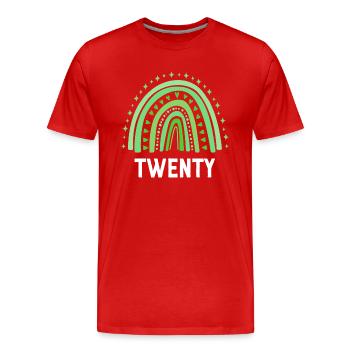 Grün Regenbogen Zwanzig Jahre 20. Geburtstag - Männer Premium Bio T-Shirt - Rot - Vorne - Damien (186cm)