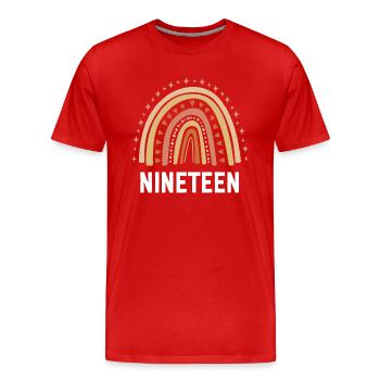 Orange Rainbow Nineteen Years 19th Birthday - Men's Premium Organic T-Shirt - red - Front - Damien (186cm)