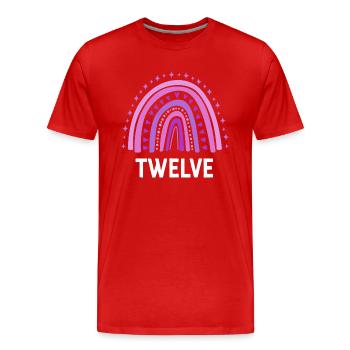 Purple Rainbow Twelve Years 12th Birthday - Men's Premium Organic T-Shirt - red - Front - Damien (186cm)