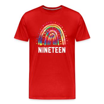 Tie Dye Regenbogen Neunzehn Jahre 19. Geburtstag - Männer Premium Bio T-Shirt - Rot - Vorne - Damien (186cm)