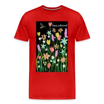 Bienentraum- Bees welcome! - Männer Premium Bio T-Shirt - Rot - Vorne - Damien (186cm)