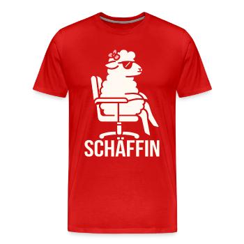 Chef Chefin Schaf Geschenk Schäfin Spruch - Männer Premium Bio T-Shirt - Rot - Vorne - Damien (186cm)