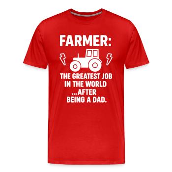 Papa Landwirt Traktor Bauer Vatertag Humor - Männer Premium Bio T-Shirt - Rot - Vorne - Damien (186cm)