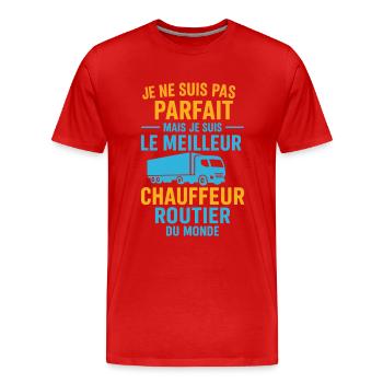 Le meilleur chauffeur routier du monde - T-shirt bio Premium Homme - rouge - Devant - Damien (186cm)