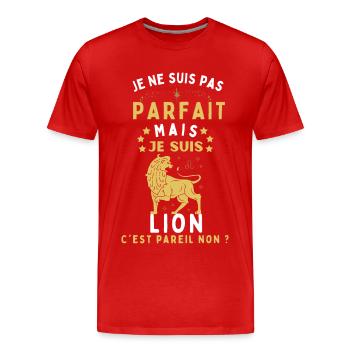 Astrologie lion homme humour - T-shirt bio Premium Homme - rouge - Devant - Damien (186cm)