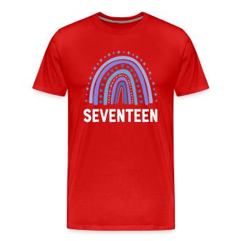 Blue Rainbow Seventeen Years 17th Birthday - Men's Premium Organic T-Shirt - red - Front - Damien (186cm)