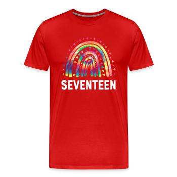 Tie Dye Rainbow Seventeen Years 17th Birthday - Men's Premium Organic T-Shirt - red - Front - Damien (186cm)