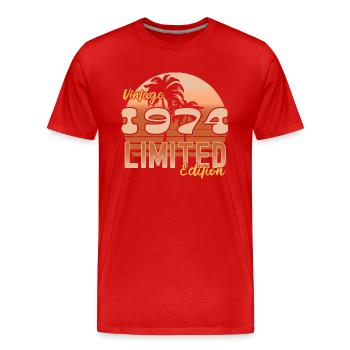 Vintage 1974 Limited Edition - Männer Premium Bio T-Shirt - Rot - Vorne - Damien (186cm)