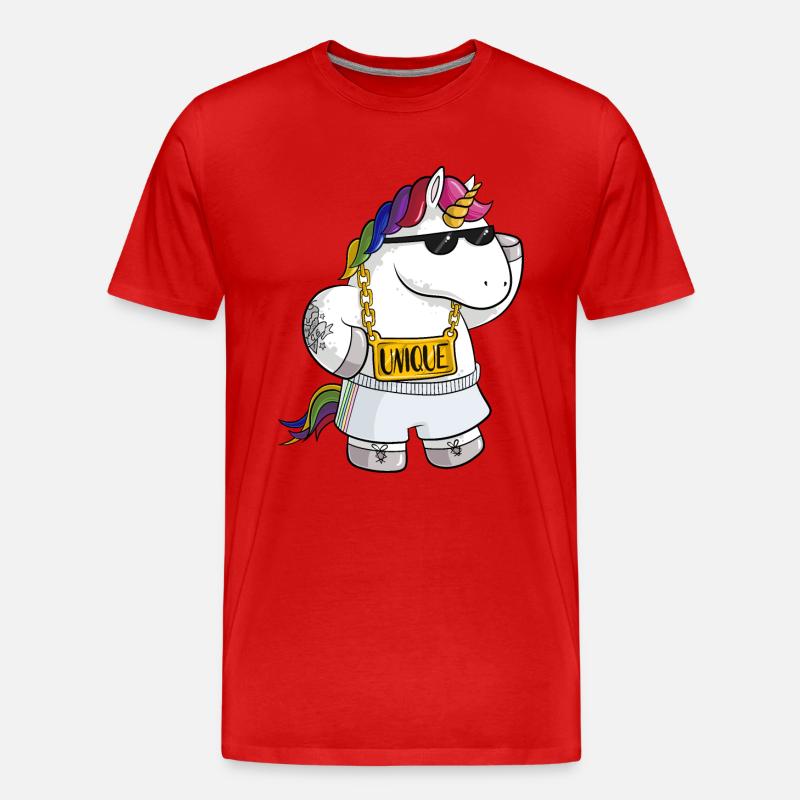 Unique Comic Einhorn - Männer Premium Bio T-Shirt - Rot