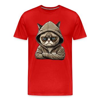 Mitarbeiter Arbeitskollegen Teenager Katzen - Männer Premium Bio T-Shirt - Rot - Vorne - Damien (186cm)