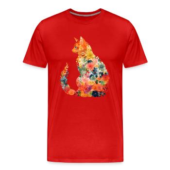 Cat Flowers Gift ideal for all of the cat lovers - Men's Premium Organic T-Shirt - red - Front - Damien (186cm)