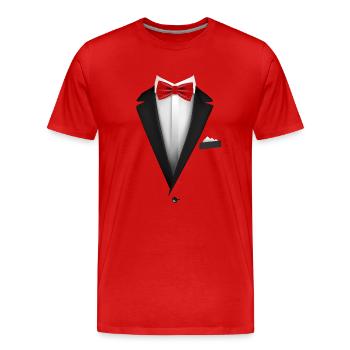 Tuxedo design with Red Bowtie For Weddings And - Men's Premium Organic T-Shirt - red - Front - Damien (186cm)
