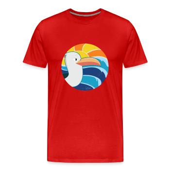Möwe am Meer mit Wellen und Sonne - Vintage - Männer Premium Bio T-Shirt - Rot - Vorne - Damien (186cm)