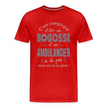 ambulancier bogosse Cadeau humour ambulance - T-shirt bio Premium Homme - rouge - Devant - Damien (186cm)