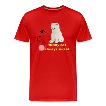 Drôle de chat jamais - T-shirt bio Premium Homme - rouge - Devant - Damien (186cm)