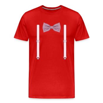 Drôle de nœud papillon rose avec bretelles parfaites - T-shirt bio Premium Homme - rouge - Devant - Damien (186cm)