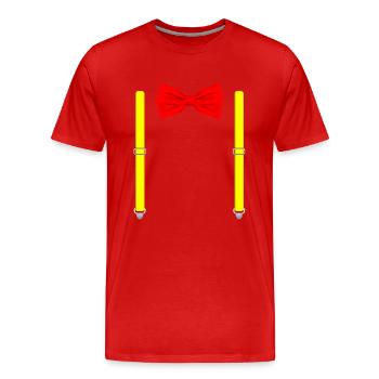 Drôle de nœud papillon rose avec bretelles parfaites - T-shirt bio Premium Homme - rouge - Devant - Damien (186cm)