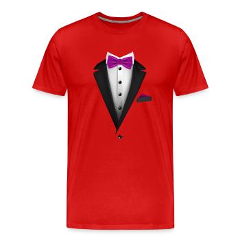 Smoking mit roter Fliege für Hochzeiten und besondere - Männer Premium Bio T-Shirt - Rot - Vorne - Damien (186cm)