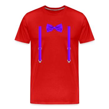 Drôle de nœud papillon violet avec bretelles parfaites - T-shirt bio Premium Homme - rouge - Devant - Damien (186cm)