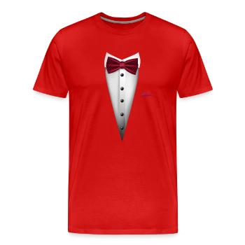 Tuxedo design with Bowtie For Weddings And - Men's Premium Organic T-Shirt - red - Front - Damien (186cm)