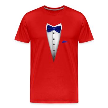 Tuxedo design with Bowtie For Weddings And - Men's Premium Organic T-Shirt - red - Front - Damien (186cm)