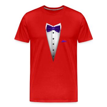 Tuxedo design with Bowtie For Weddings And - Men's Premium Organic T-Shirt - red - Front - Damien (186cm)