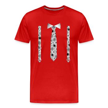 Halloween Tuxedo with Spiders Suspender Print - Men's Premium Organic T-Shirt - red - Front - Damien (186cm)
