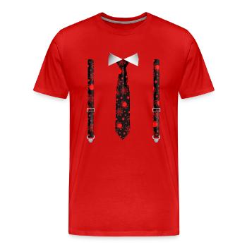 Halloween Tuxedo with Spiders Suspender Print - Men's Premium Organic T-Shirt - red - Front - Damien (186cm)