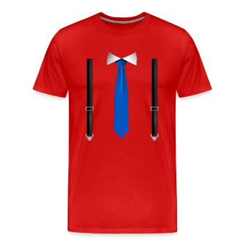 Drôle de cravate bleue avec bretelles noires Perfect - T-shirt bio Premium Homme - rouge - Devant - Damien (186cm)