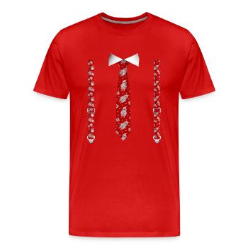 Cravate de Noël festif et bretelles drôle de Noël - T-shirt bio Premium Homme - rouge - Devant - Damien (186cm)