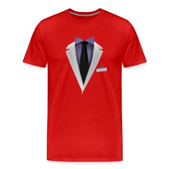 Smoking avec une cravate pour les mariages et spéciaux - T-shirt bio Premium Homme - rouge - Devant - Damien (186cm)