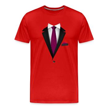 Smoking avec une cravate pour les mariages et spéciaux - T-shirt bio Premium Homme - rouge - Devant - Damien (186cm)