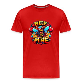 Bee Mine : lunatique abeille super-héros ludique - T-shirt bio Premium Homme - rouge - Devant - Damien (186cm)