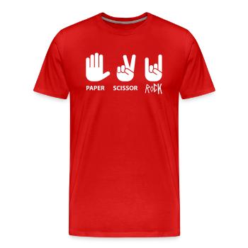 Papier Rock Schere - Männer Premium Bio T-Shirt - Rot - Vorne - Damien (186cm)