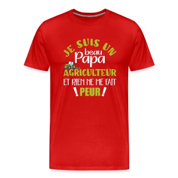 je suis un beau papa tracteur agriculteur paysan - T-shirt bio Premium Homme - rouge - Devant - Damien (186cm)