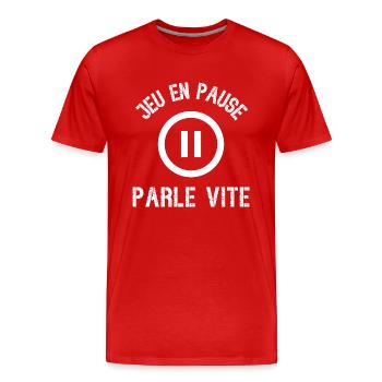 jeu en pause - T-shirt bio Premium Homme - rouge - Devant - Damien (186cm)